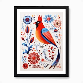 Scandinavian Bird Illustration Cardinal 1 Art Print