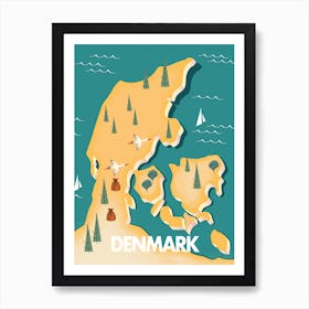 Map Of Denmark Art Print