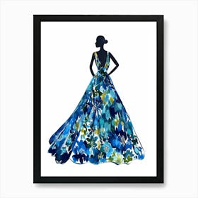 Blue Floral Dress Art Print