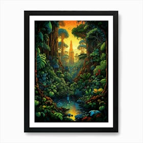 Sarawak Forest Pixel Art 4 Art Print