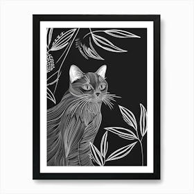 Scottish Fold Cat Minimalist Illustration 2 Art Print