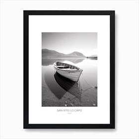 Poster Of San Vito Lo Capo, Italy, Black And White Photo 2 Art Print