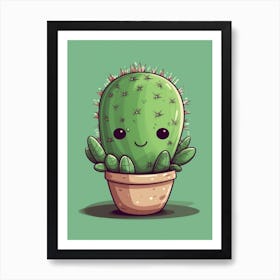 Cactus Kawaii Illustration 4 Art Print