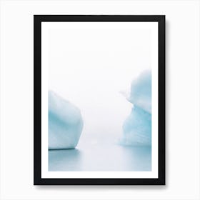 Iceberg Duet In Iceland Glacier Lagoon In Fog Landscape Photography Art Print