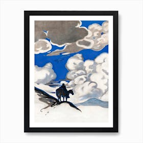 Equestrian On Horse With Blue Sky Background, Edward Penfield Art Print