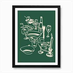 À Table in green 1 Art Print