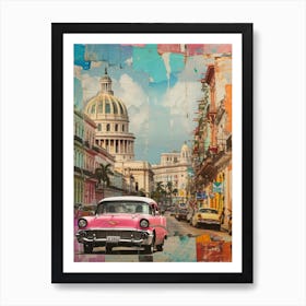 Cuba   Retro Collage Style 1 Art Print