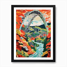 New River Gorge Bridge, West Virgina Colourful 1 Art Print