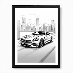 Mercedes Benz Amg Gt City Drawing 2 Art Print