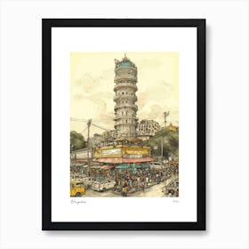 Bangalore India Drawing Pencil Style 2 Travel Poster Art Print