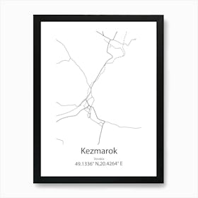 Kezmarok,Slovakia Minimalist Map Art Print