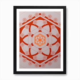 Geometric Abstract Glyph Circle Array in Tomato Red n.0223 Art Print