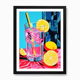 Pop Art Lemon Slice Cocktail 2 Art Print