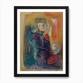 Living Room Wall Art, Cute Mother And Child Art Print