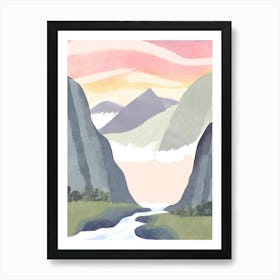 Sunrise In The Mountains watercolor Art Print