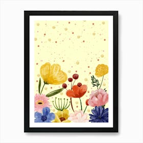 Watercolor Flowers Background 1 Art Print