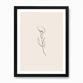 Line Art Flower 3 - Cream Art Print