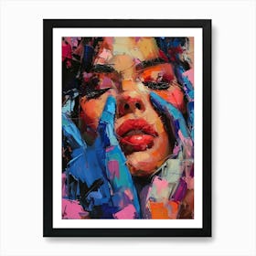 Woman With Colorful Paint On Her Face Art Print