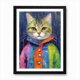 Whiskered Whimsy; A Cat Oil Painted Style Art Print