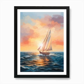 Sailboat At Sunset Art Print