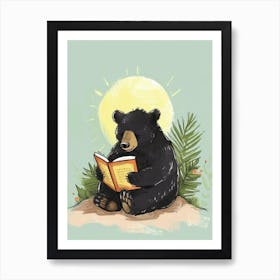 American Black Bear Reading Storybook Illustration 4 Art Print