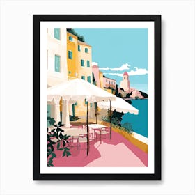 Amalfi, Italy, Flat Pastels Tones Illustration 3 Art Print