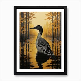 Dark And Moody Botanical Common Loon 1 Art Print