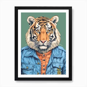 Tiger Illustrations Hipster 1 Art Print