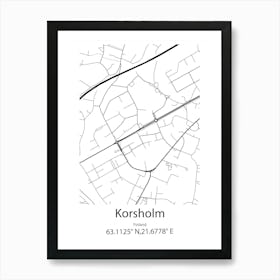 Korsholm,Finland Minimalist Map Art Print