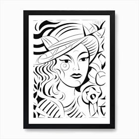 Line Art Inspired By The Joy Of Life By Matisse 1 Art Print