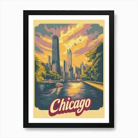 Aihrgdesign A Vintage Travel Poster Of Chicago Featuring The 2 Art Print