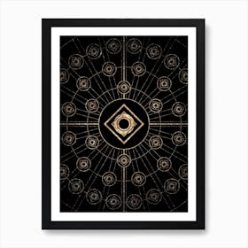 Geometric Glyph Radial Array in Glitter Gold on Black n.0400 Art Print