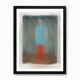 LADY ANNA -Woman in blue with red legs, silhouette, fashion illustration,  Impressionist, Impressionism Wall Art  Art Print