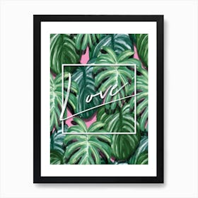 Love Funky Green Tropical Art Print