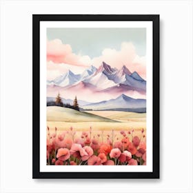 Tranquil Mountains In Minimalist Watercolor Vertical Composition 2 Art Print