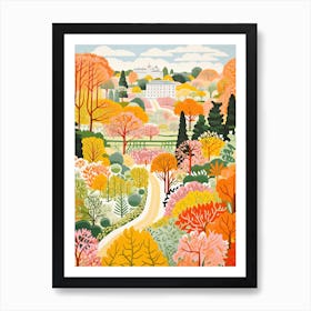 Versailles Gardens, France In Autumn Fall Illustration 1 Art Print