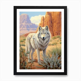 Himalayan Wolf Desert Scenery 1 Art Print