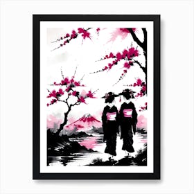 Traditional Japanese Art Style Geisha Girls 4 Art Print