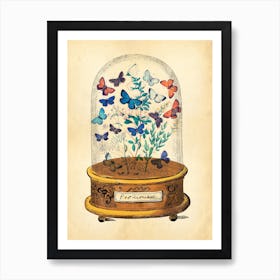 Butterfly Glass Dome Art Print