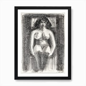 Seated Nude Female Wearing Stockings (1920), Samuel Jessurun Art Print