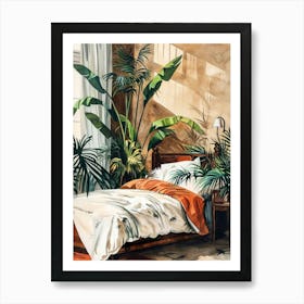 Tropical Bedroom illustration Art Print