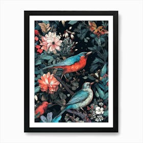 Birds In The Forest nature animal Art Print