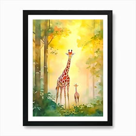 Giraffes In The Forest Art Print