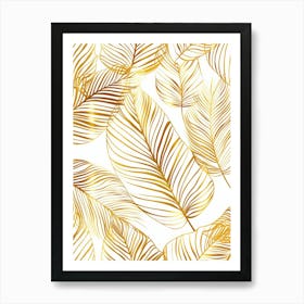 Gold Palm Leaves Seamless Pattern Art Print