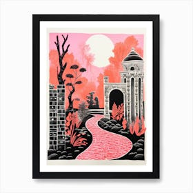 Ninfa Gardens Abstract Riso Style 1 Art Print