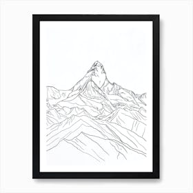 Annapurna Nepal Line Drawing 5 Art Print