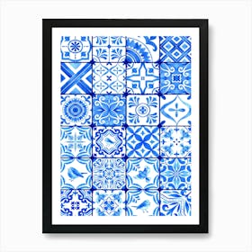 Blue And White Tile Art Print