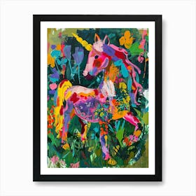 Unicorn Rainbow Abstract Painting In The Field Art Print