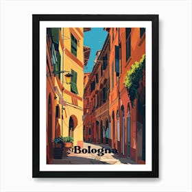 Bologna Italy Street Digital Travel Illustration Art Print