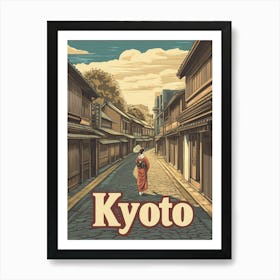 Aihrgdesign A Retro Travel Poster For Kyoto 2 Art Print